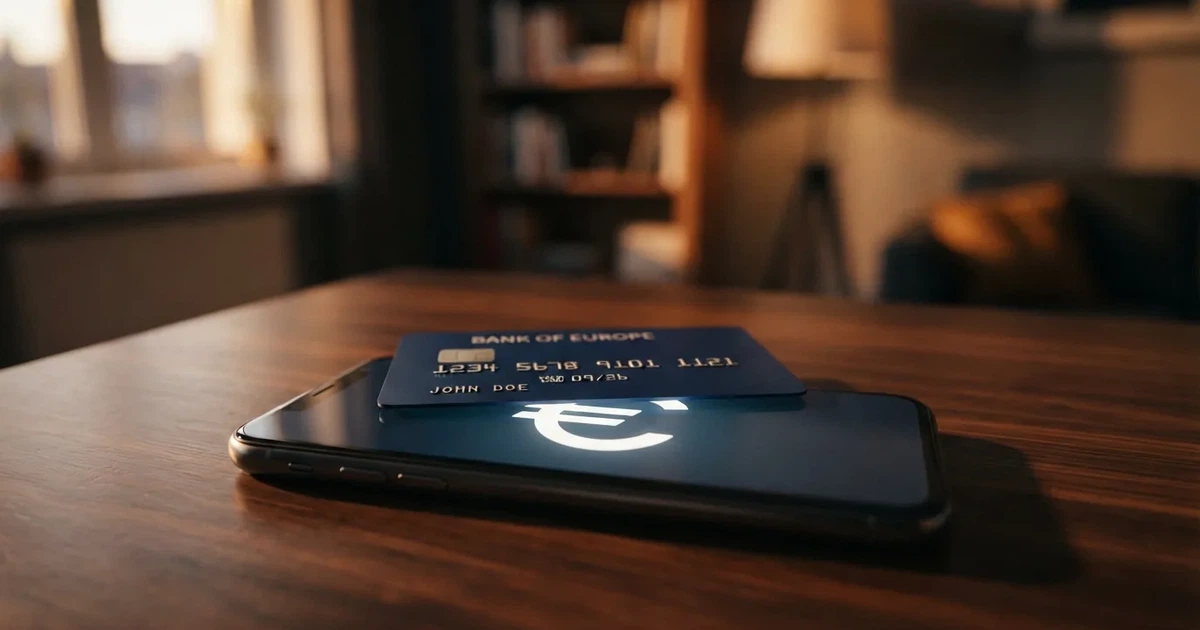 Een Mastercard-betaalkaart op een smartphone met op de achtergrond het logo van een Nederlands online casino.