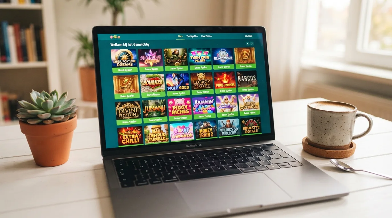 Spellobby met gratis demo-gokkasten zonder inlogscherm