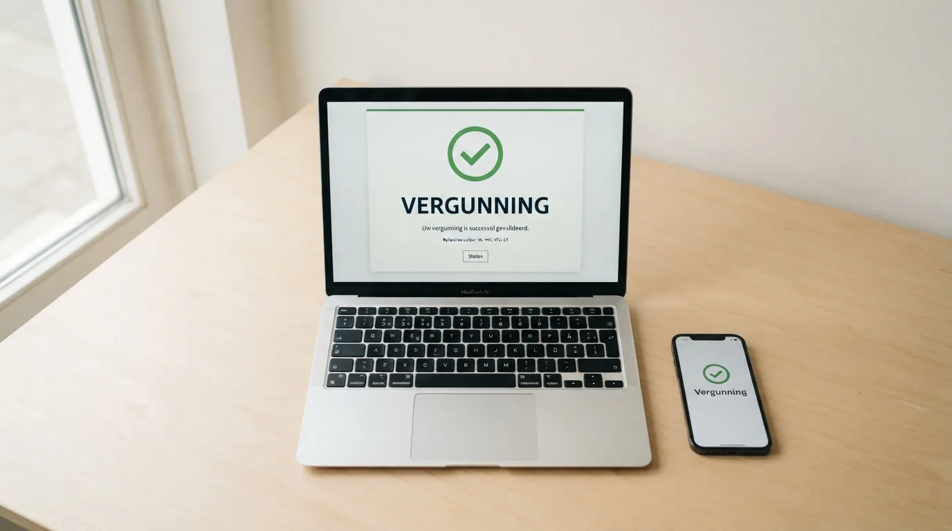 Scherm met een vergunningscontrole op de site van de Kansspelautoriteit