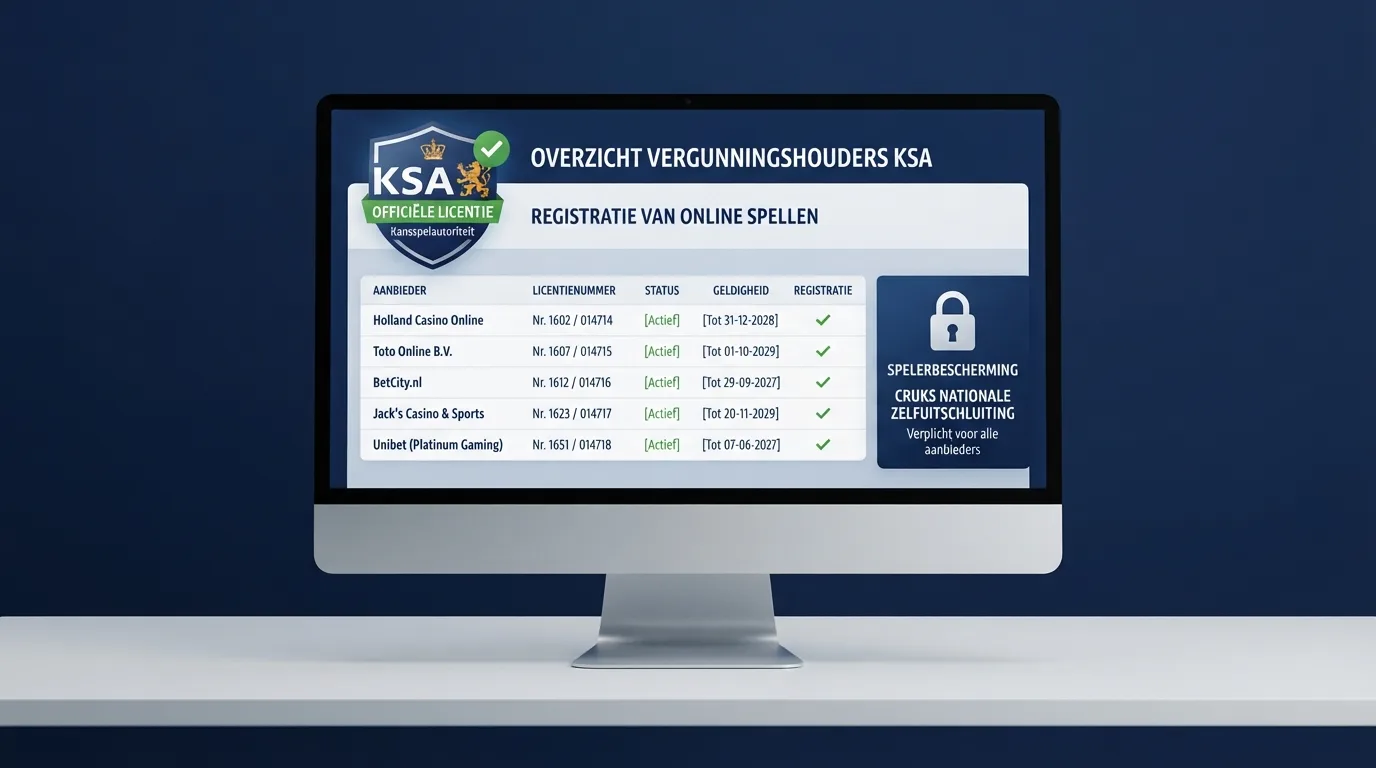 Het Ksa-vergunningregister en het Cruks-logo op een beeldscherm